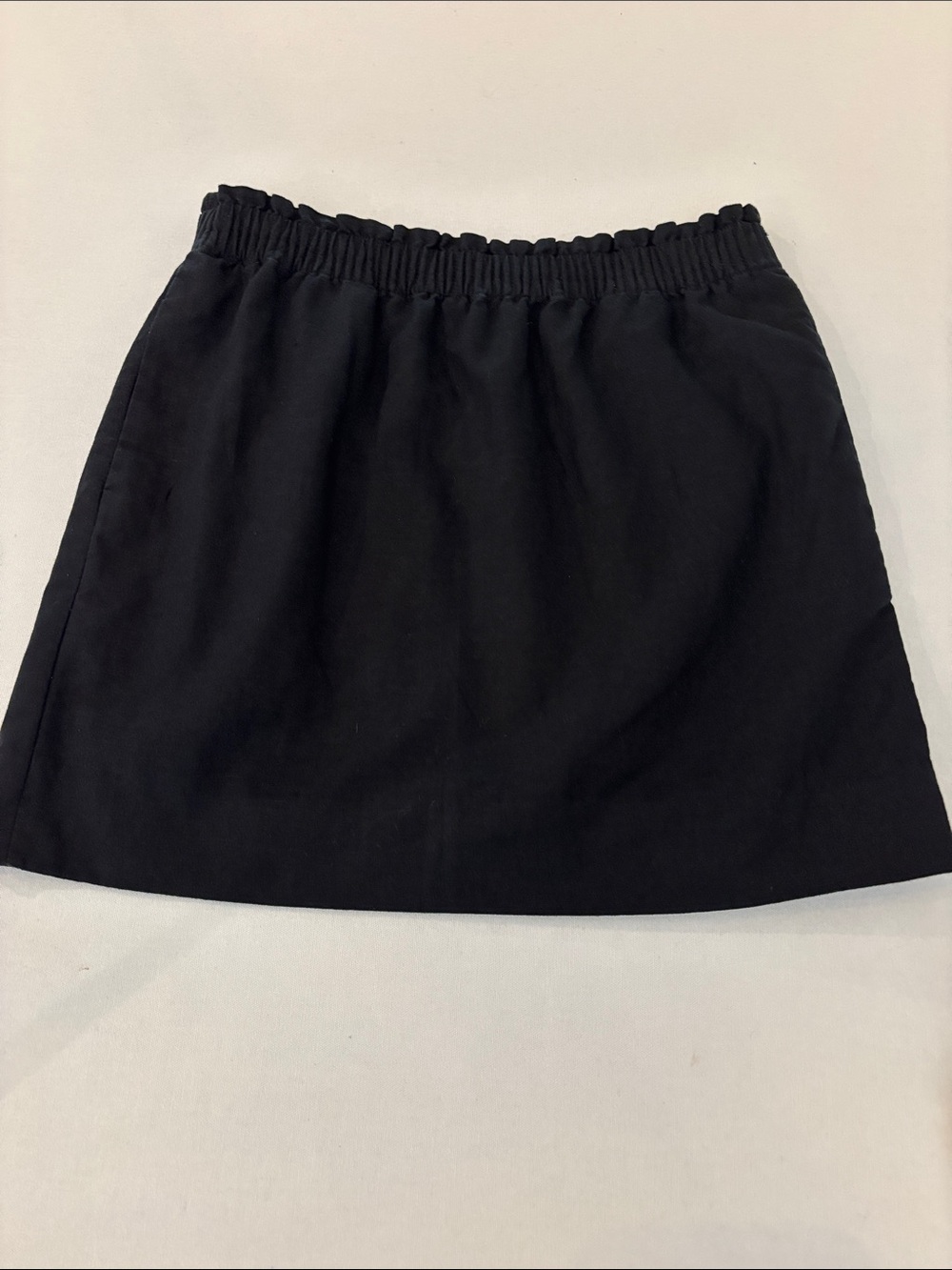 JCrew Black Linen Cotton Blend Wide Elastic-Waistband Pockets Pull On Mini Skirt